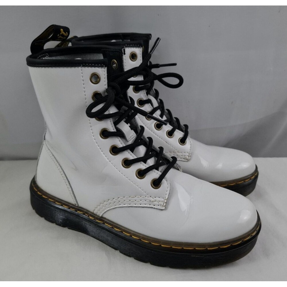 Dr Doc Martens Unisex Zavala Boots White Leather Ankle Combat Men's 4 Women's 5